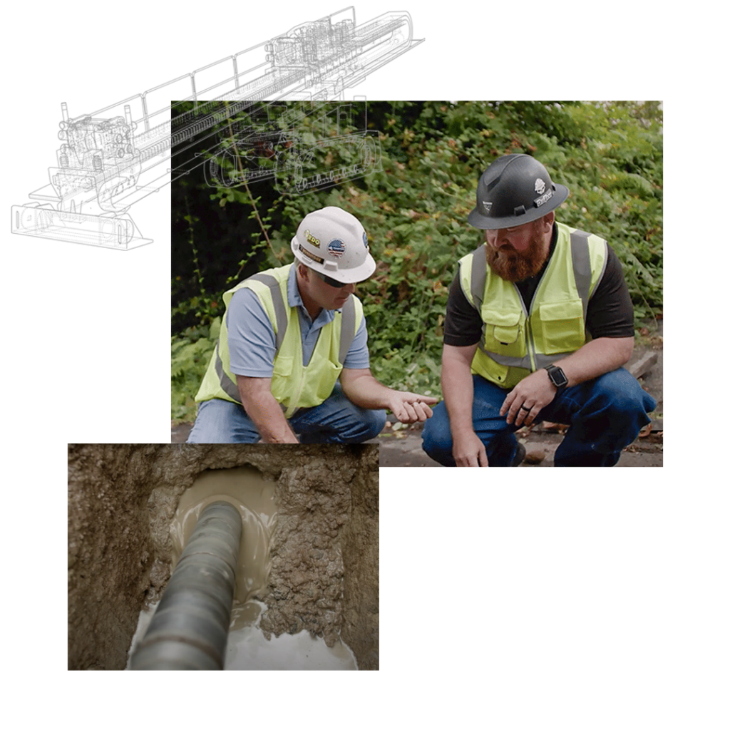 Workers using HDD fluids and additives on a horizontal directional drilling job site show how it works.